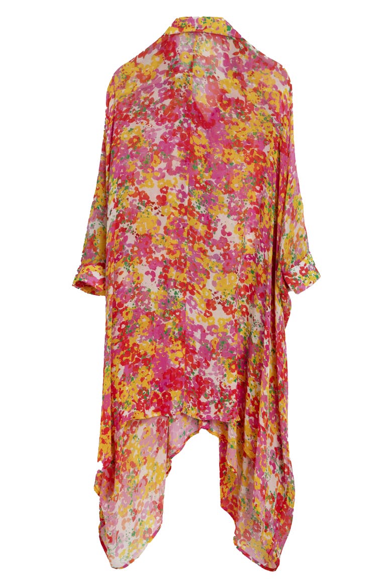 Floral Print Cover-Up Kaftan, Alternate, color, PINK COMBO