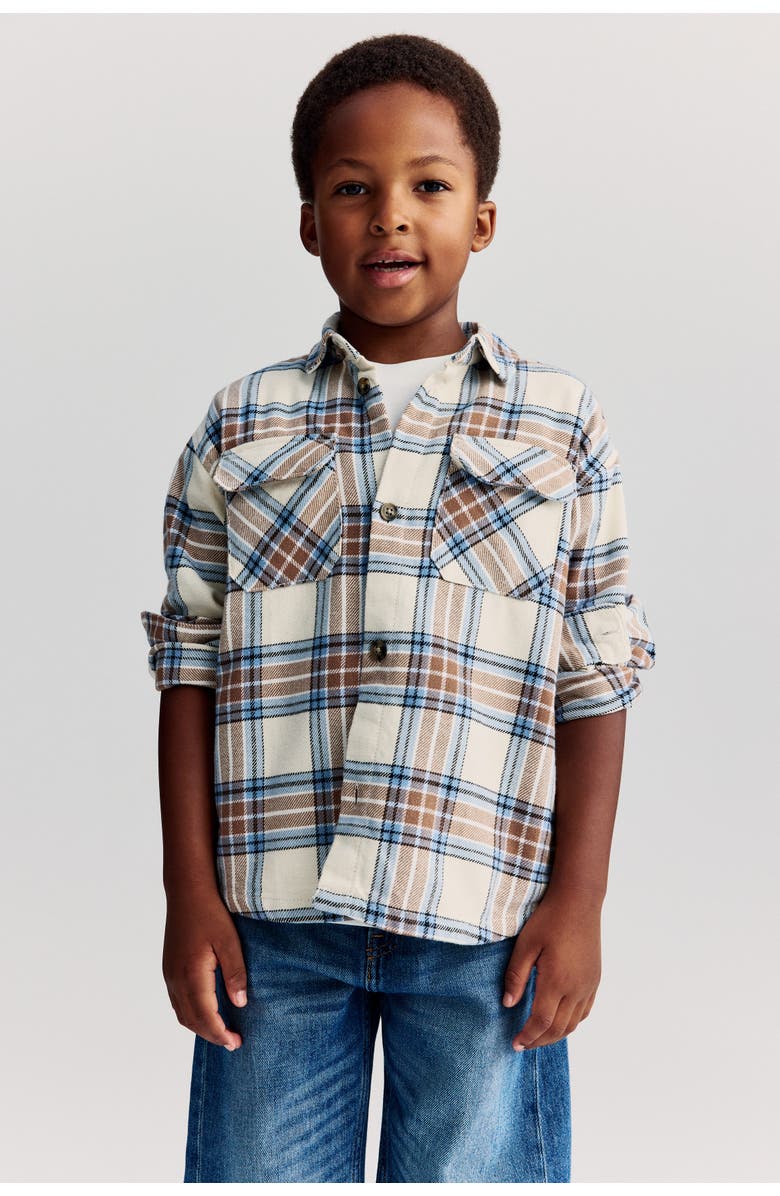 H&M Oversized Shirt, Alternate, color, Light Brown/Plaid