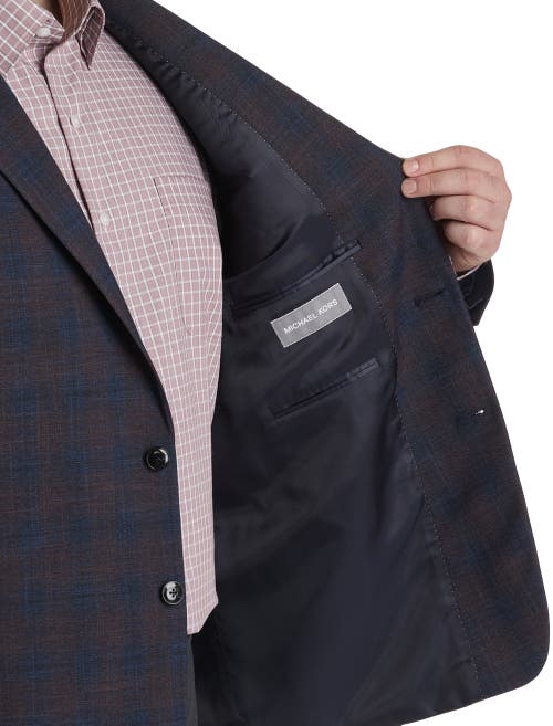 Michael Kors Big & Tall Plaid Sport Coat In Plum