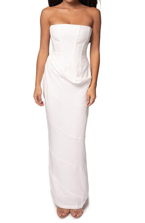 Journey Strapless Cotton & Linen Maxi Dress