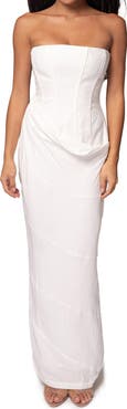 JLUXLABEL Journey Strapless Cotton & Linen Maxi Dress