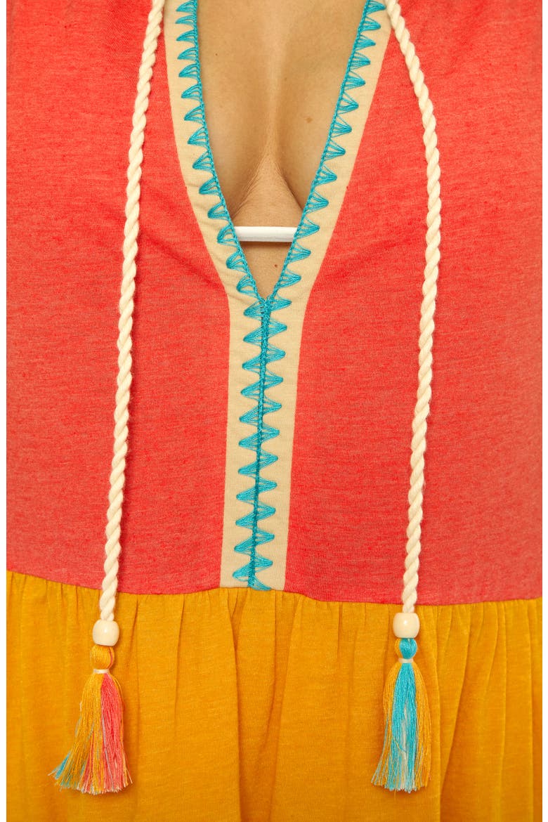 Lagos Embroidered Colorblock Cover-Up Minidress, Alternate, color, SCARLET