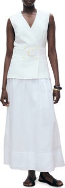 MANGO Mariona Sleeveless Belted Linen Maxi Dress