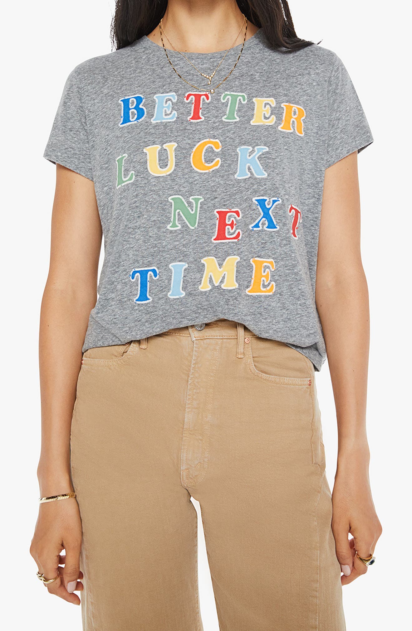 MOTHER The Boxy Goodie Goodie Appliqué Better Luck Graphic T-Shirt