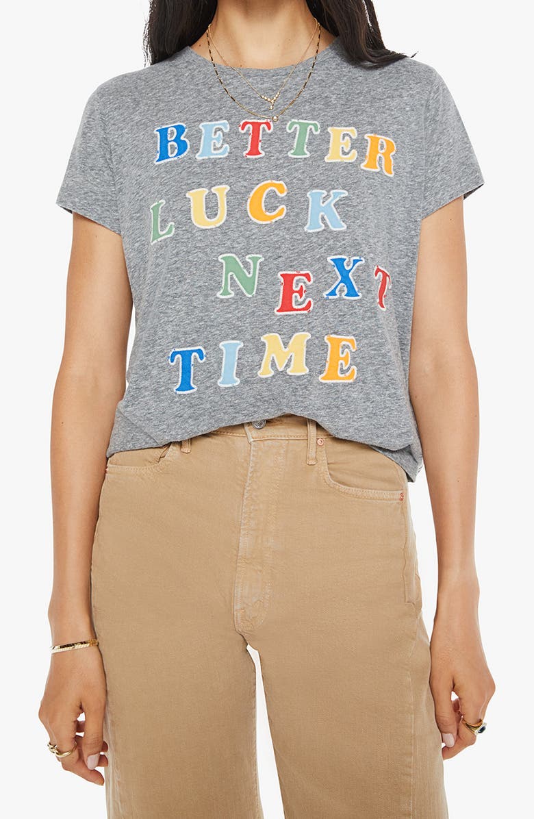 MOTHER The Boxy Goodie Goodie Appliqué Better Luck Graphic T-Shirt, Main, color, Better Luck Next Time