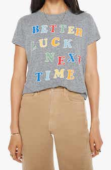 MOTHER The Boxy Goodie Goodie Appliqué Better Luck Graphic T-Shirt