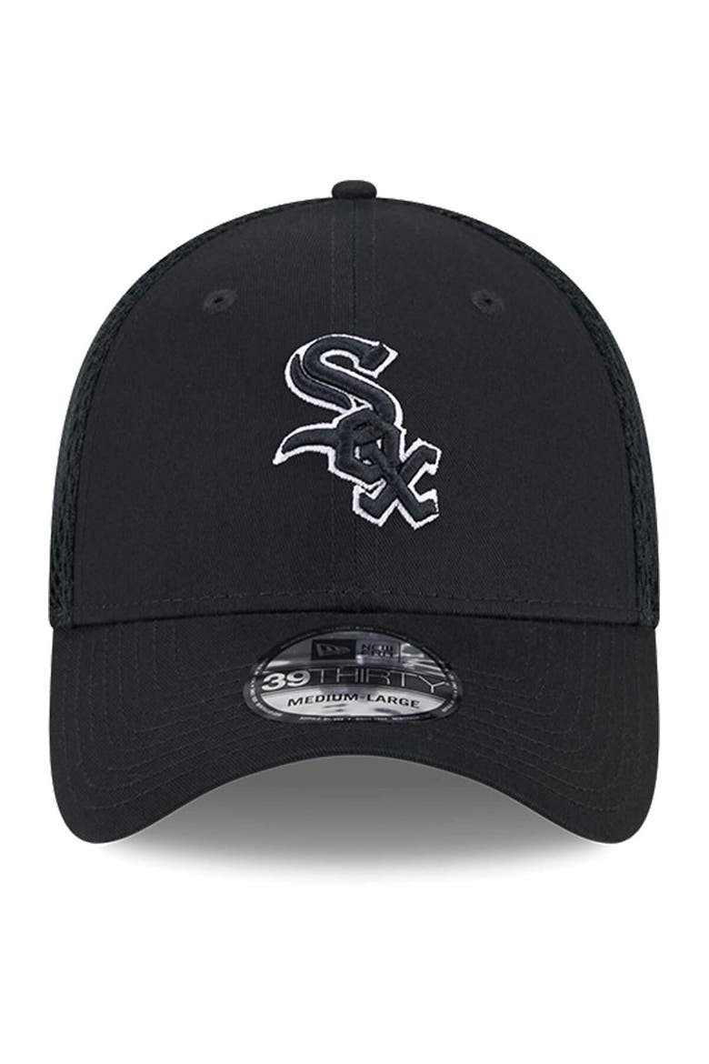 Men's New Era Chicago White Sox Evergreen Black & White Neo 39THIRTY Flex Hat, Alternate, color, Black