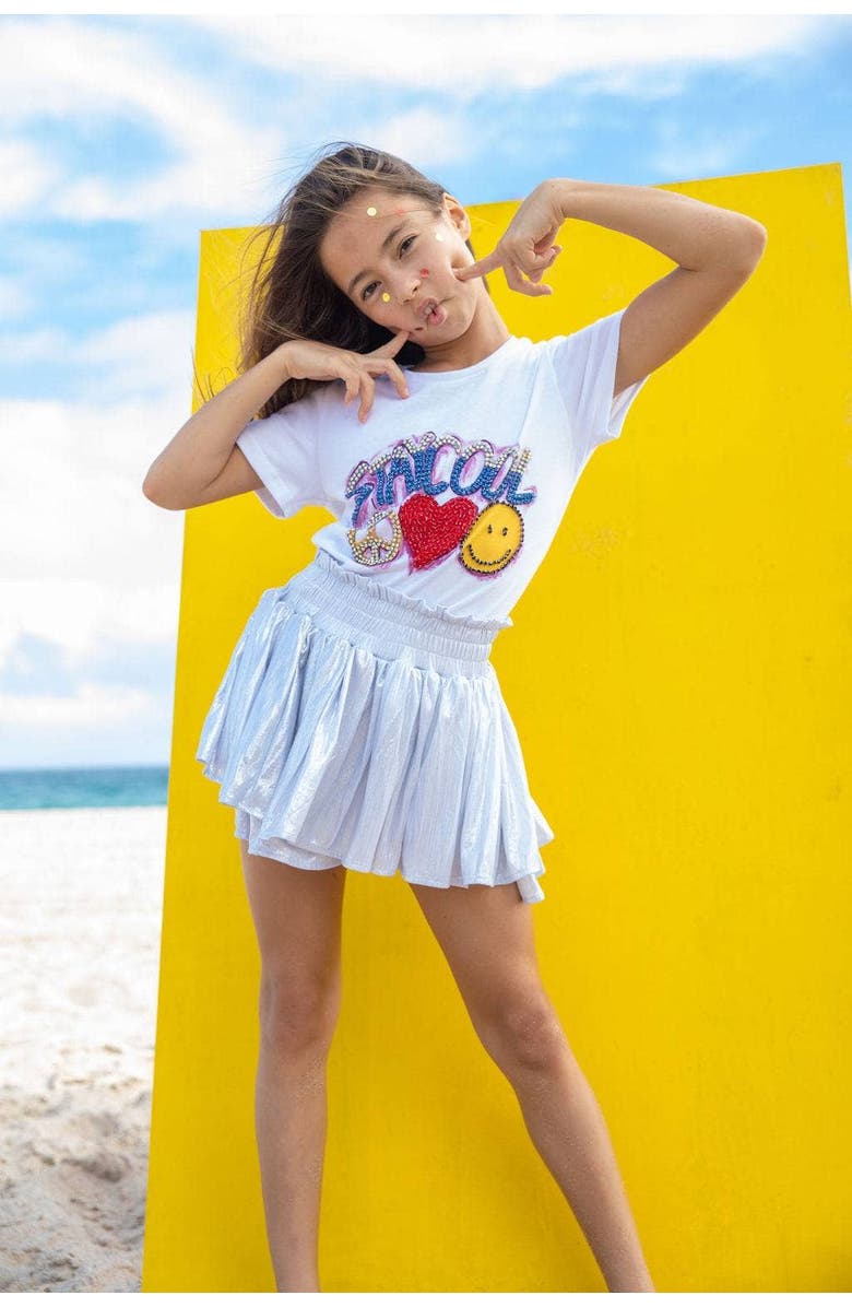 Lola + The Boys Metallic Skort, Alternate, color, Metallic Silver