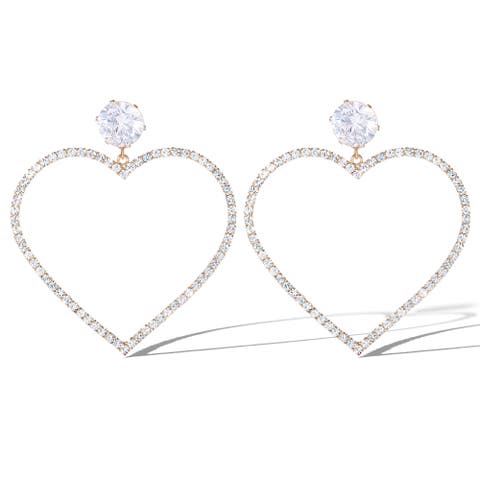 Glass Stone Heart Earrrings