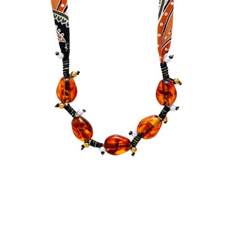 Cognac Bandana Statement Necklace