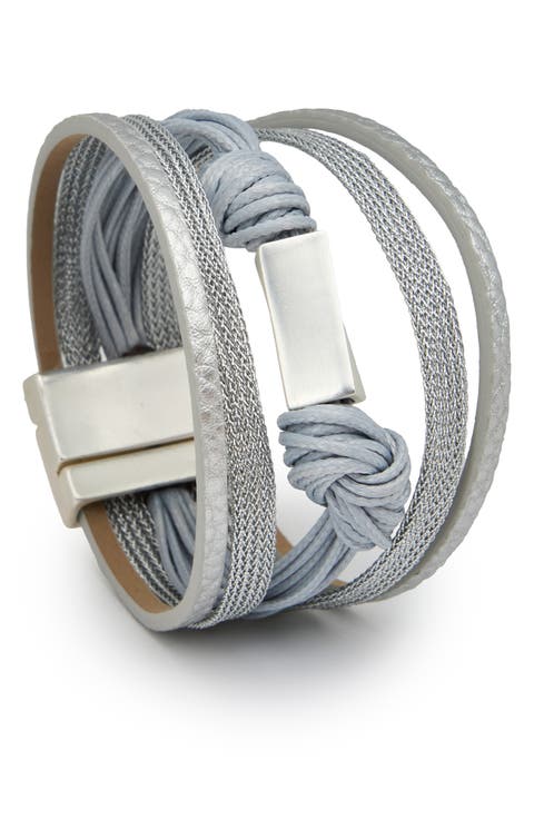 Knotted Cord & Faux Leather Multistrand Bracelet