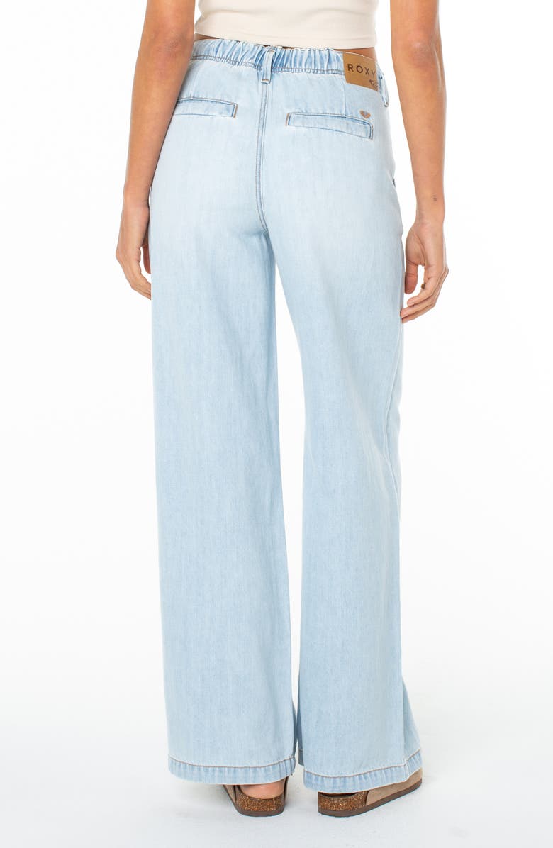 Roxy Kalani 2 Wide Leg Cotton & Linen Trouser Jeans, Alternate, color, Misty Daze