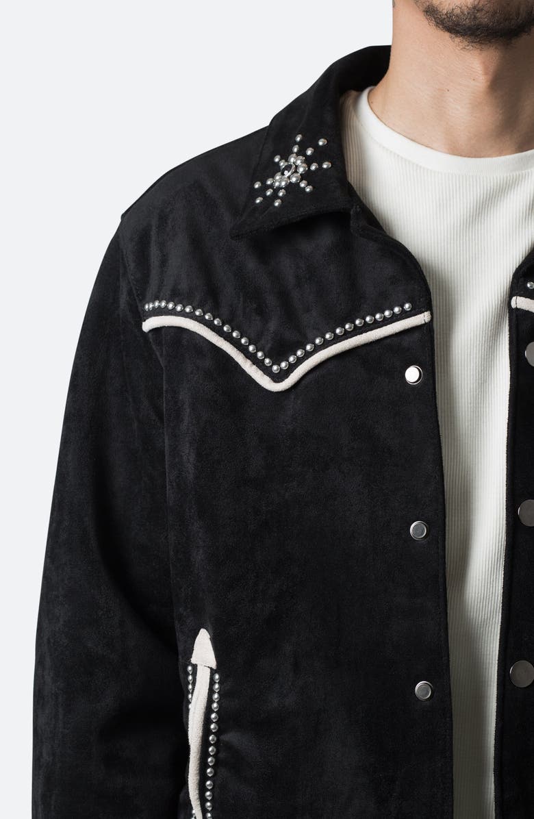 mnml Embellished Western Faux Suede Jacket, Alternate, color, Black