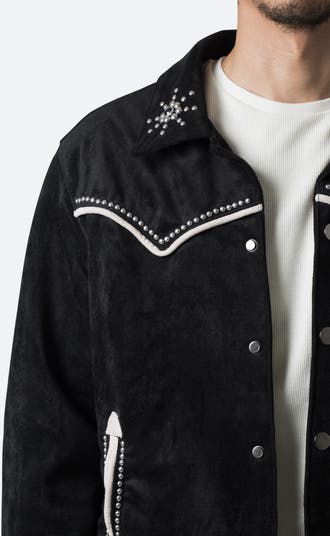 Embellished Western Faux Suede Jacket