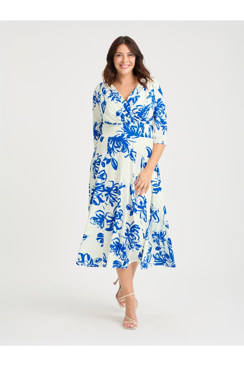 Helena Jersey Midi Dress, Main, color, Ivory Blue