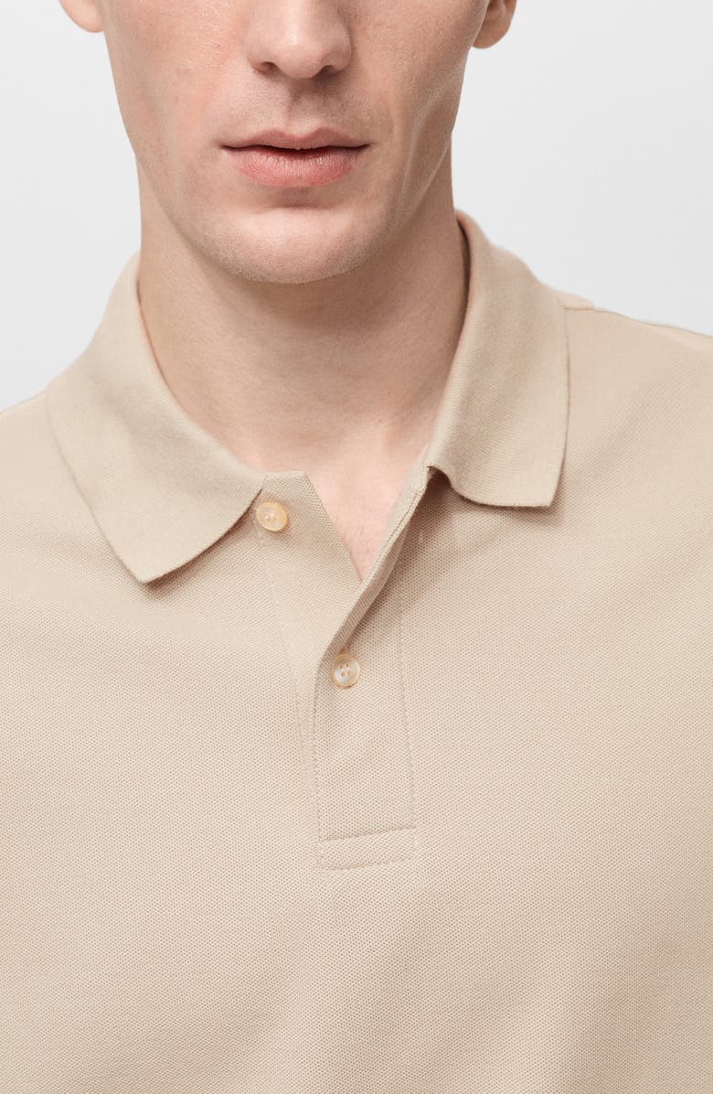 MANGO Regular Fit Cotton Pique Knit Polo, Alternate, color, Ecru