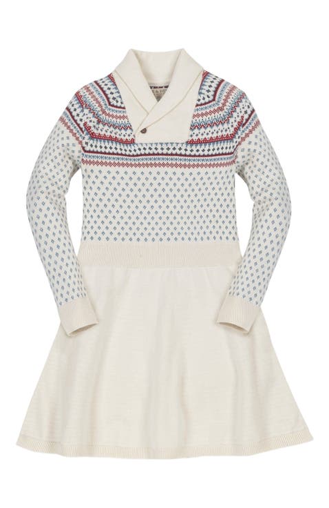 Girls' Organic Shawl Collar Sweater Dress, Toddler