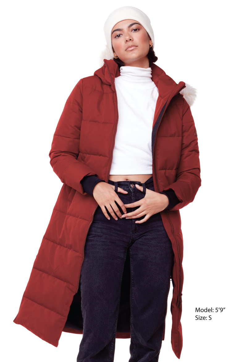 KLUANE - Vegan Down Ultra Long Winter Parka, Alternate, color, RED