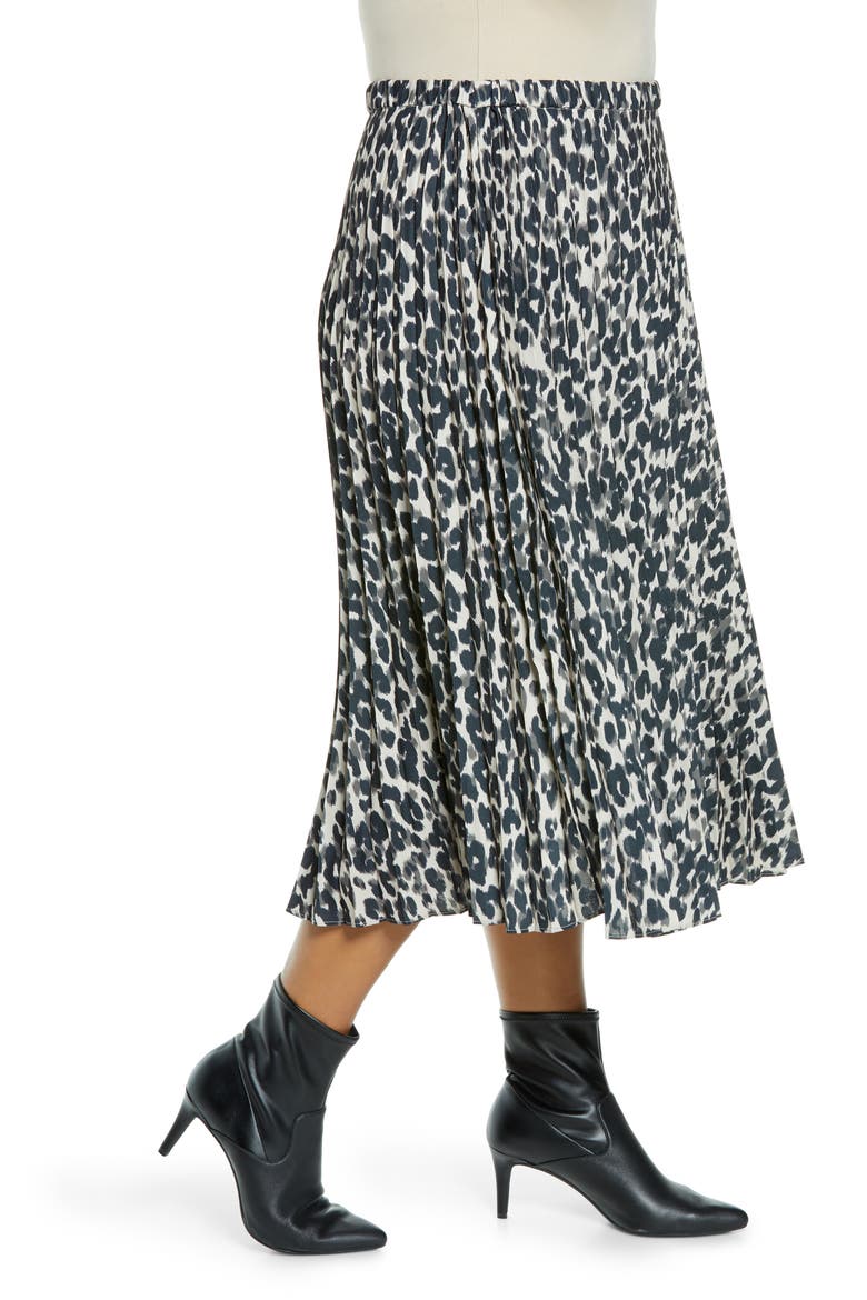 Pleated Midi Skirt, Alternate, color, BEIGE ANIMALIA PRINT
