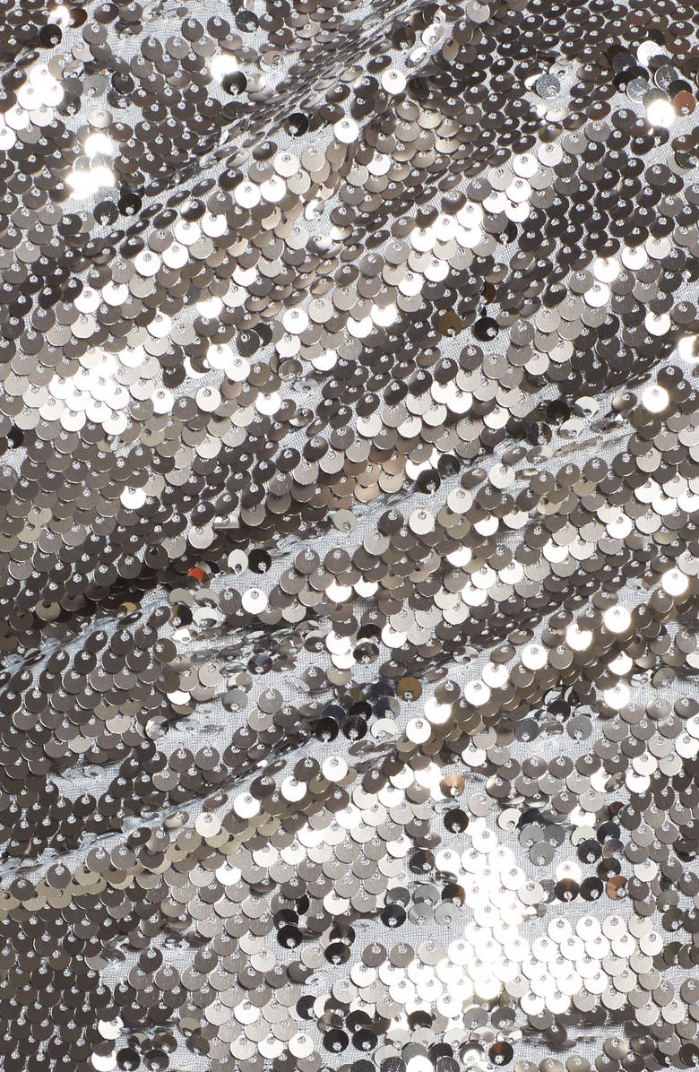 Eliza J One-Shoulder Sequin Peplum Top, Alternate, color, Silver