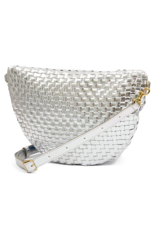 Clare V . Grande Woven Metallic Leather Belt Bag In Silver