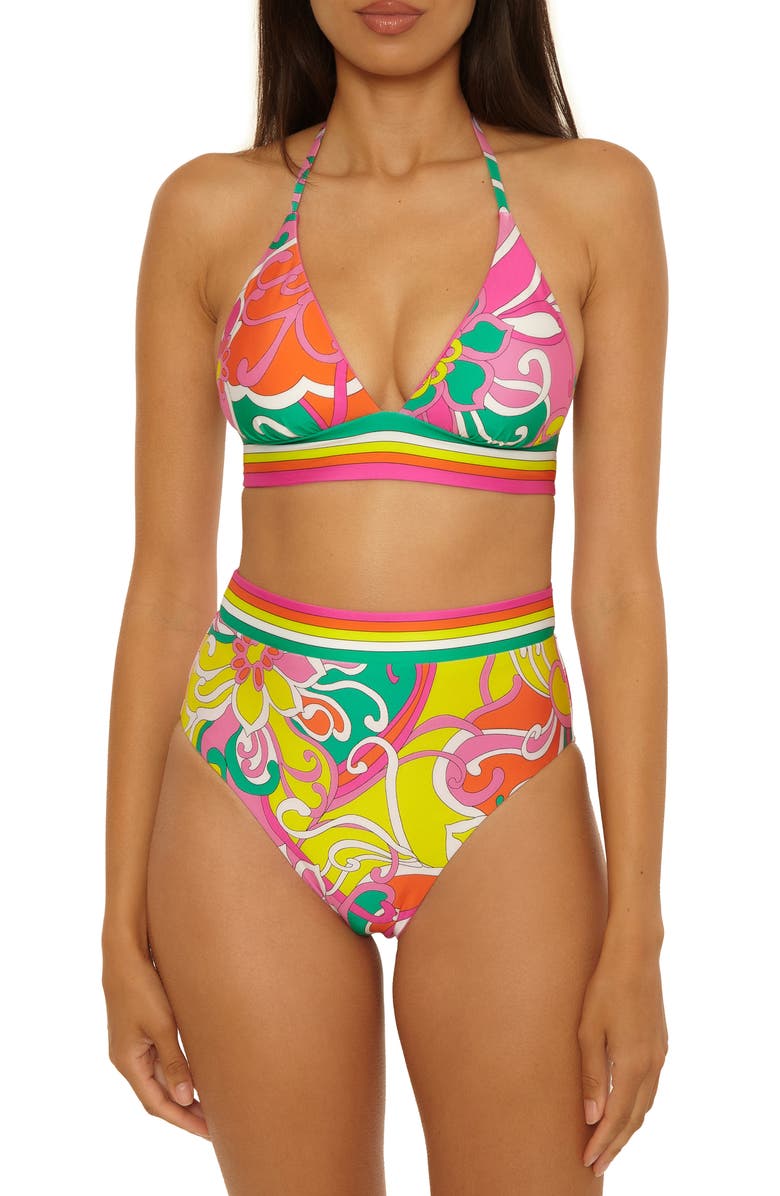 Trina Turk Elara Reversible High Waist Bikini Bottoms, Alternate, color, 