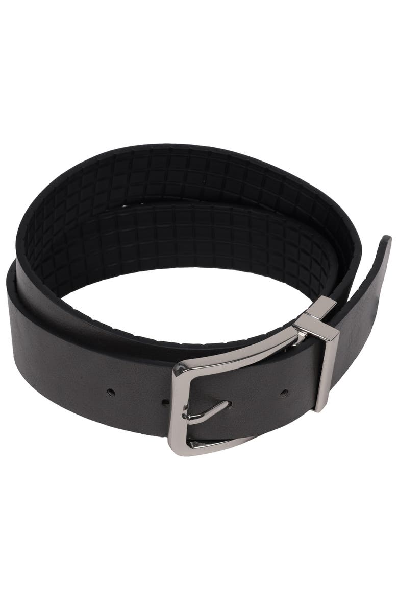 Textured PU Reversible Belt with Polished Buckle, Alternate, color, BLACK/GREY