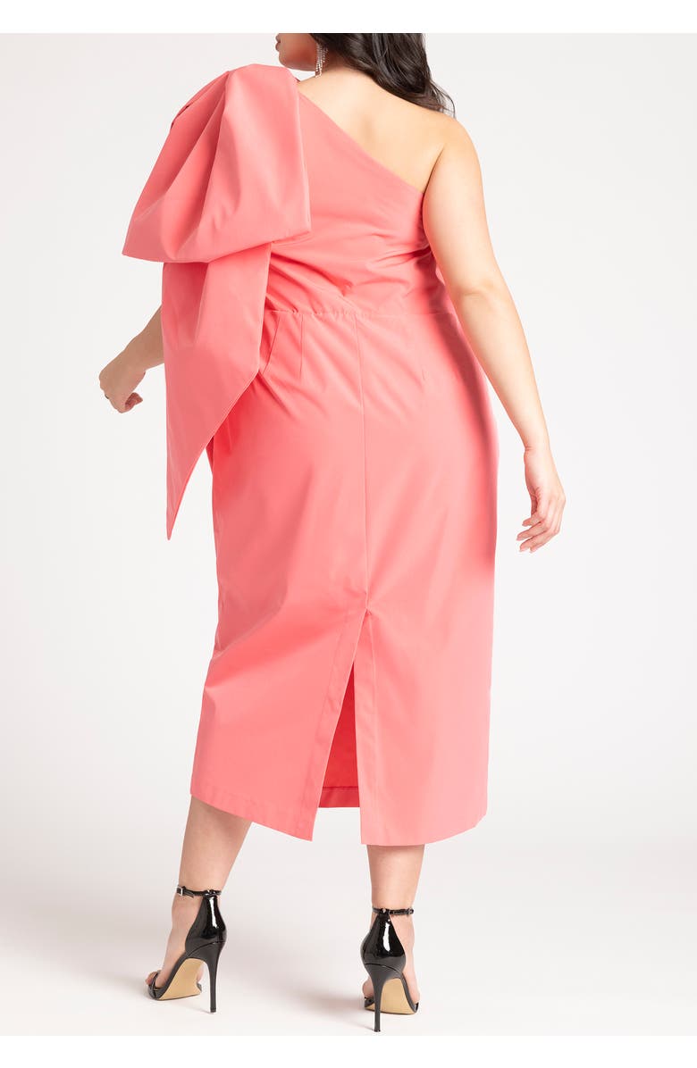 ELOQUII One Shoulder Bow Column Dress, Alternate, color, Black Onyx