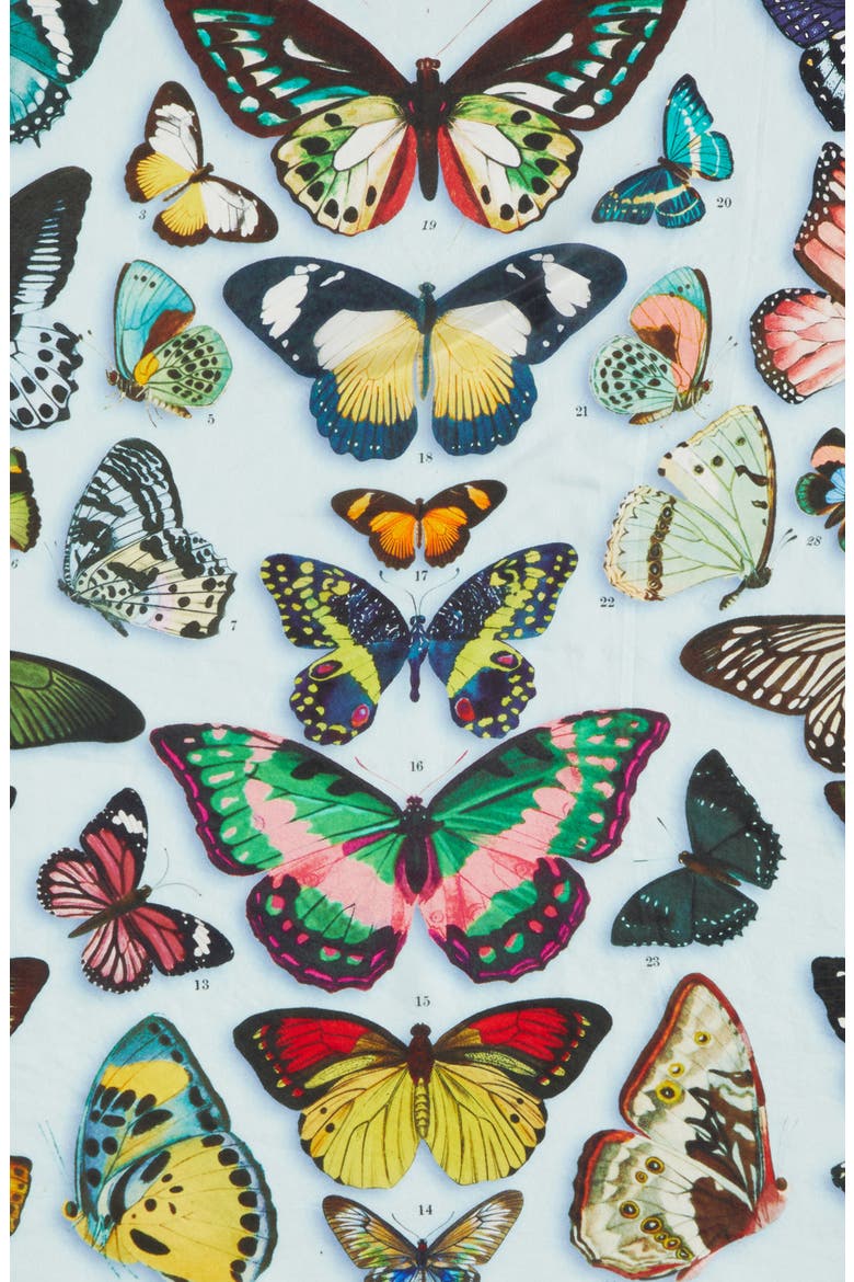 Print Silk Scarf, Alternate, color, BLUE BUTTERFLY BEAUTY PRINT