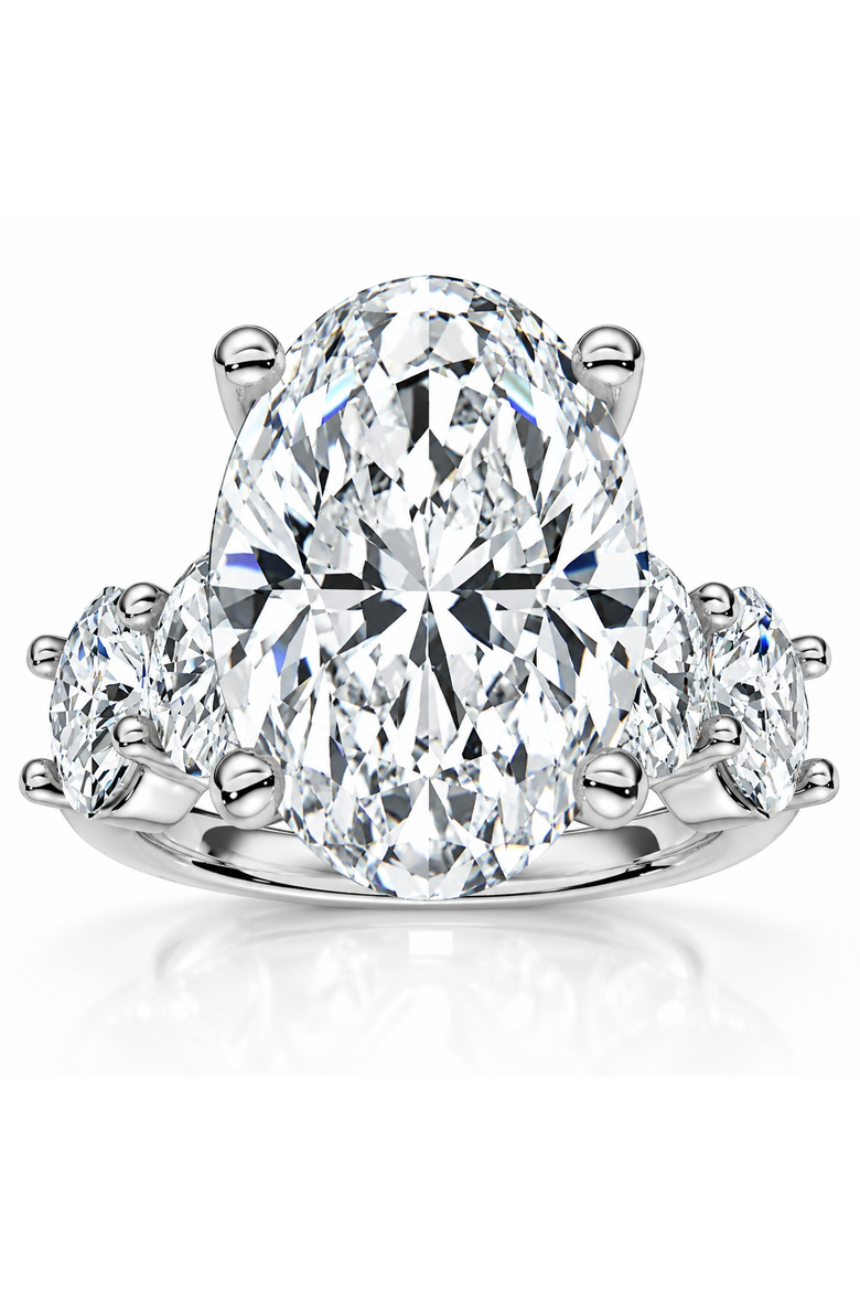 Certified 8.50Ct Oval Diamond Engagement Ring 14k Gold, Main, color, 14k White Gold