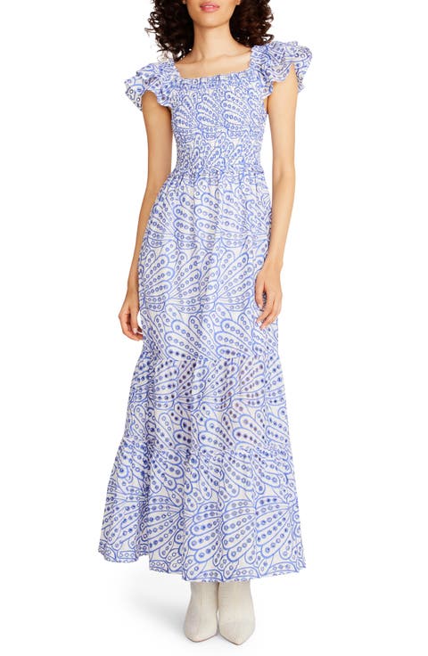 Elana Flutter Sleeve Eyelet Maxi Dress