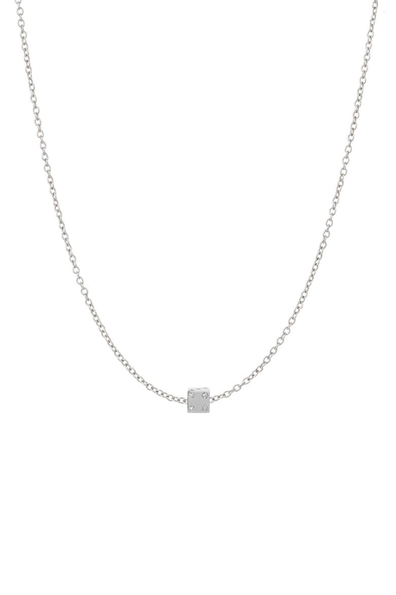 Bead Party Diamond Dice Bead Necklace in Sterling Silver, Main, color, SILVER