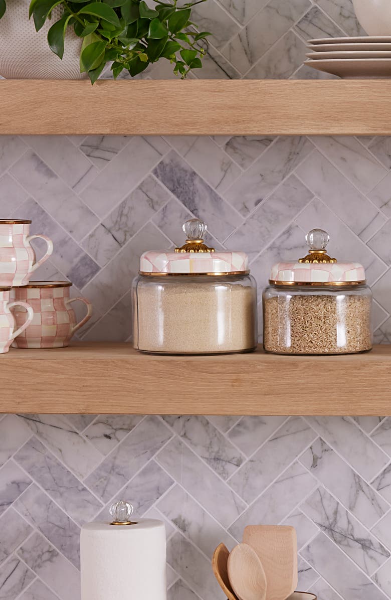 MACKENZIE CHILDS Rosy Check Medium Kitchen Canister, Alternate, color, Rosy