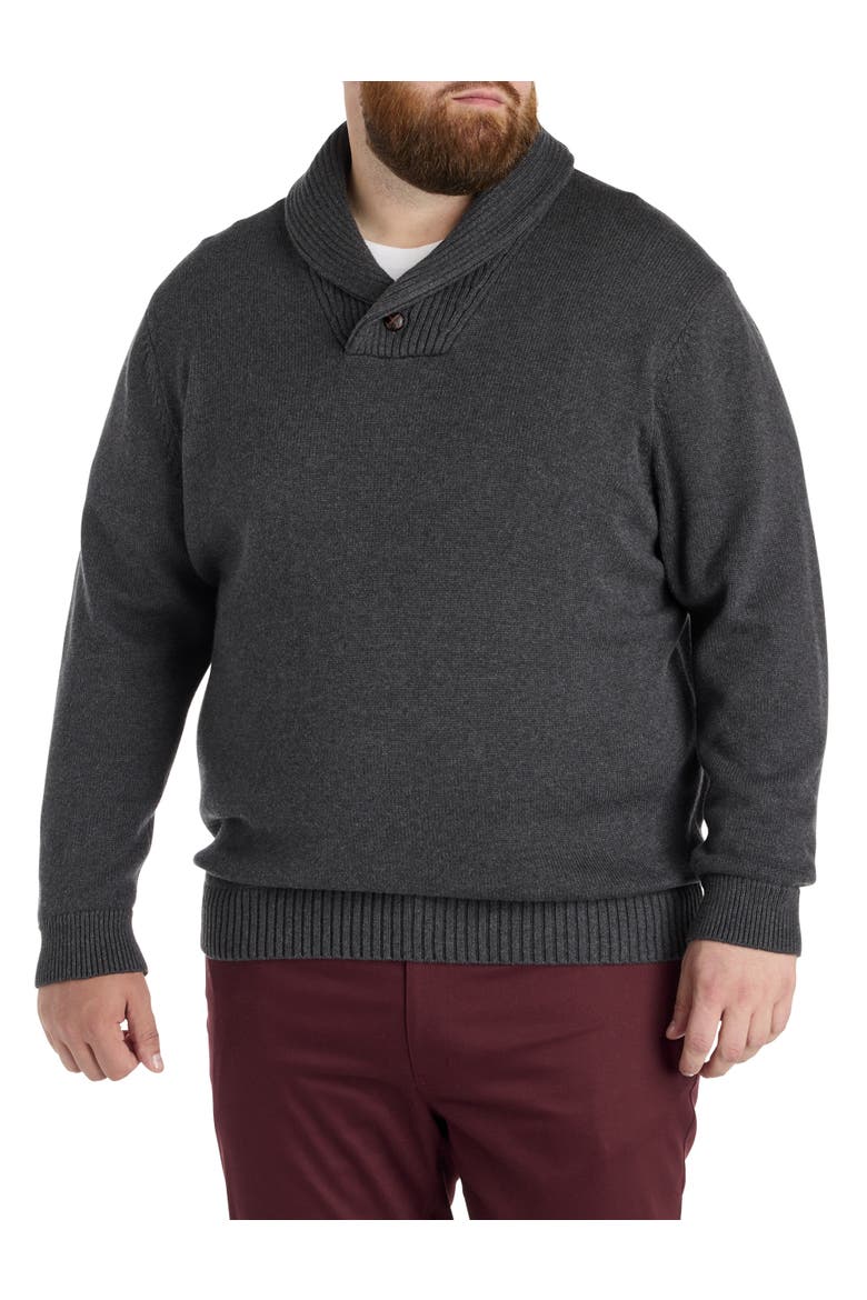 Big & Tall Shawl Collar Pullover, Main, color, GREY