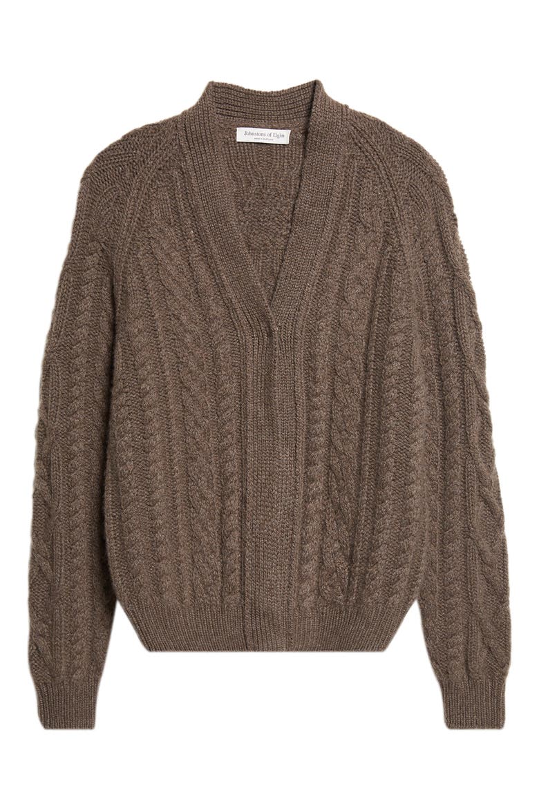 Mabel Cable Stitch Cashmere V-Neck Cardigan, Alternate, color, VOLE