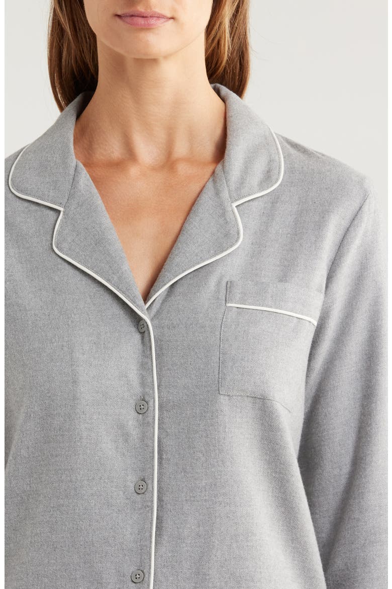 Cozy Cotton Blend Flannel Pajamas, Alternate, color, GREY HEATHER