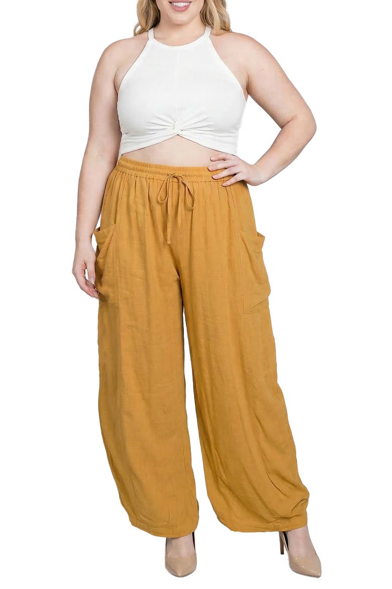 Shantung Harem Pants, Alternate, color, MUSTARD