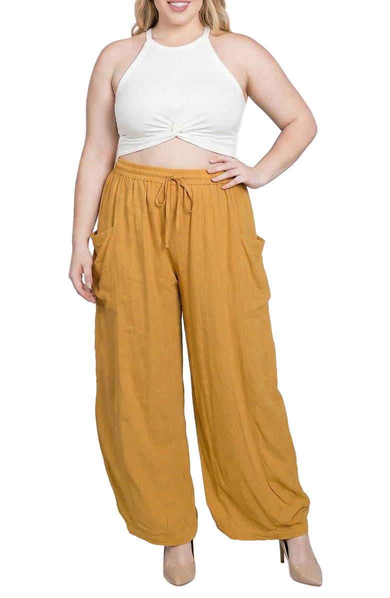 Standards & Practices Shantung Harem Pants, Alternate, color, Mustard