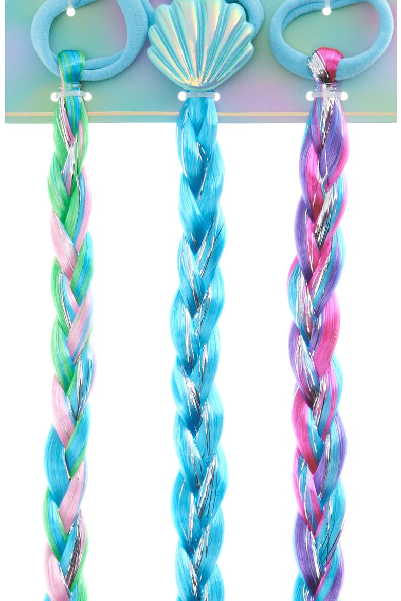 Kids' Assorted 3-Pack Braided Faux Hair Extensions, Alternate, color, TURQ COMBO