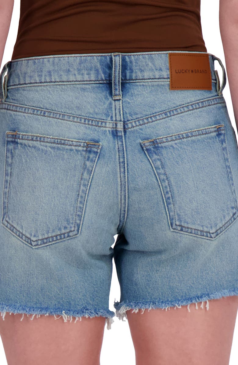 Lucky Brand '90s Frayed Denim Midi Shorts, Alternate, color, 
