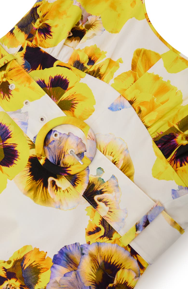 Reiss Erin Floral Belted Midi Sundress, Alternate, color, Yellow