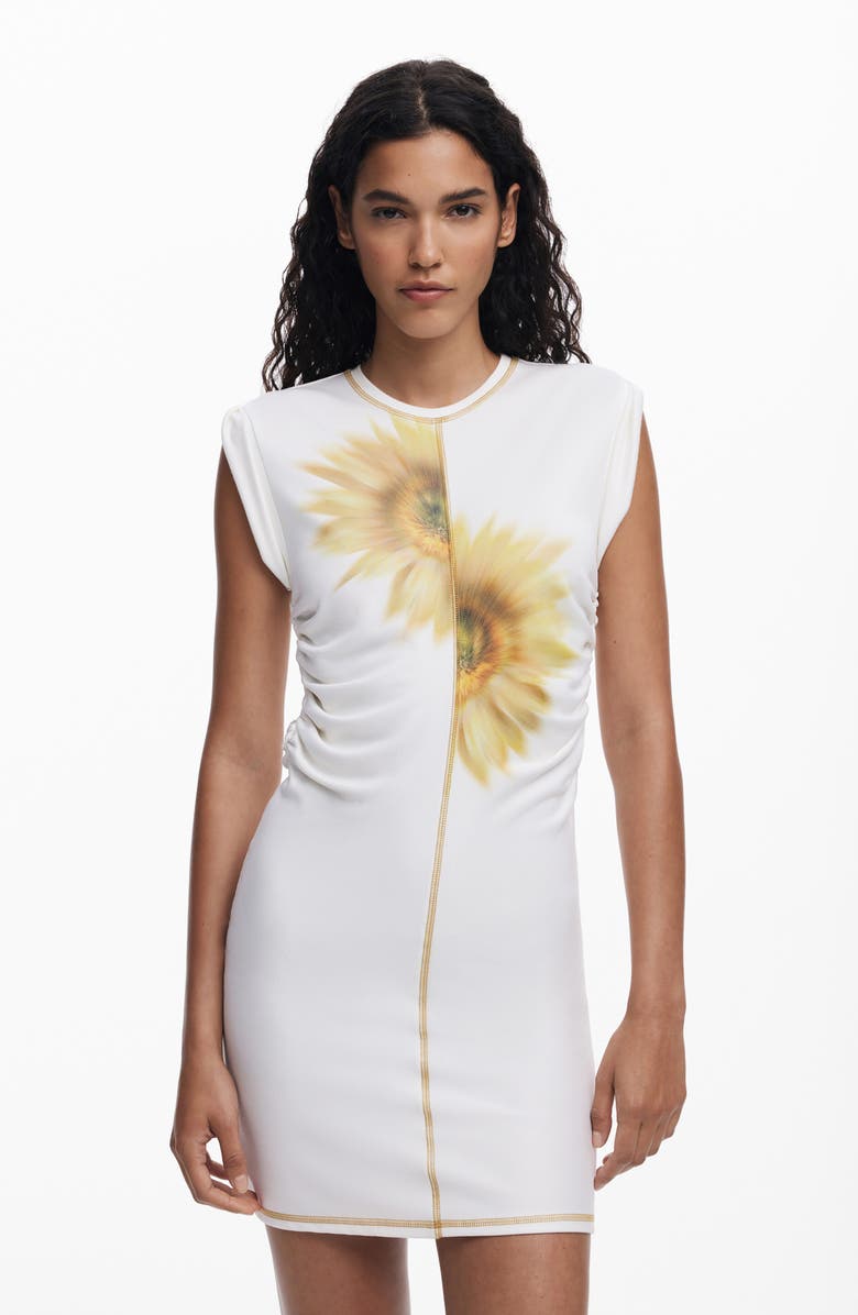 Desigual Sunflower Body-Con Dress, Alternate, color, Light Beige