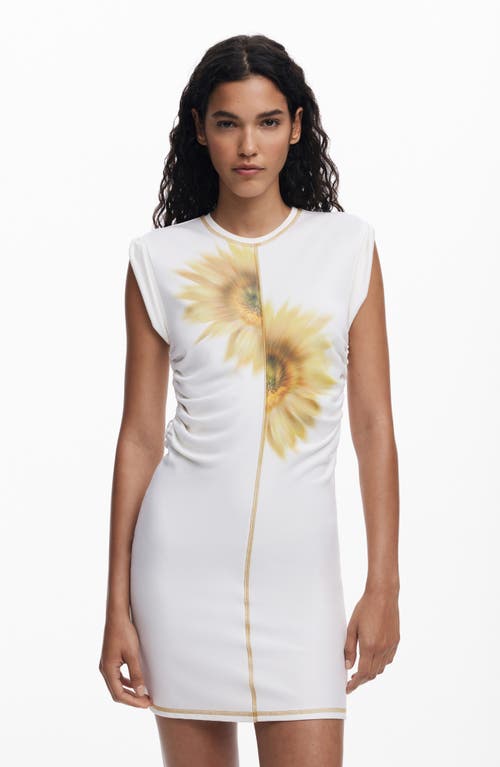 Desigual Sunflower Body-con Dress In White