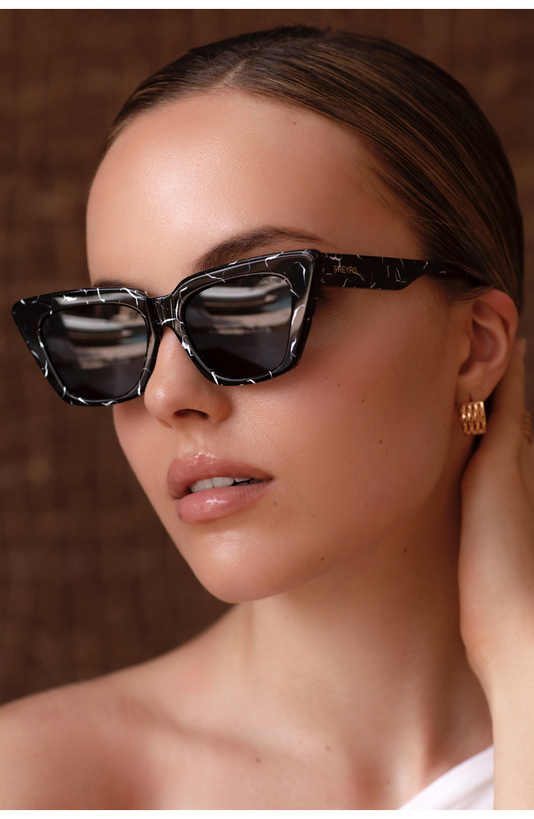FREYRS Eyewear Vista Cat Eye Sunglasses, Alternate, color, Black Marble