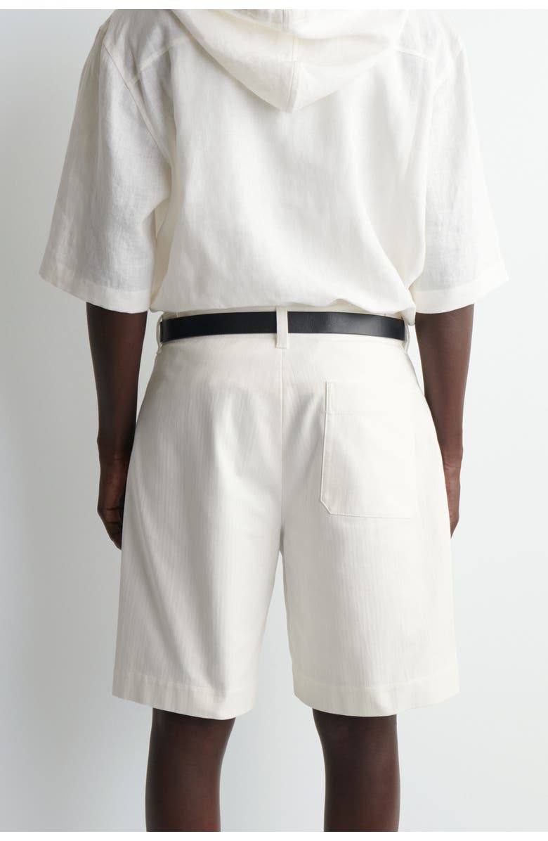COS Pleated Denim-herringbone Shorts, Alternate, color, White