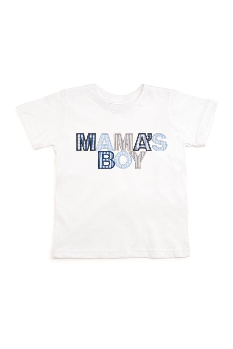 Mama's Boy Patchwork Short Sleeve T-Shirt, Main, color, White