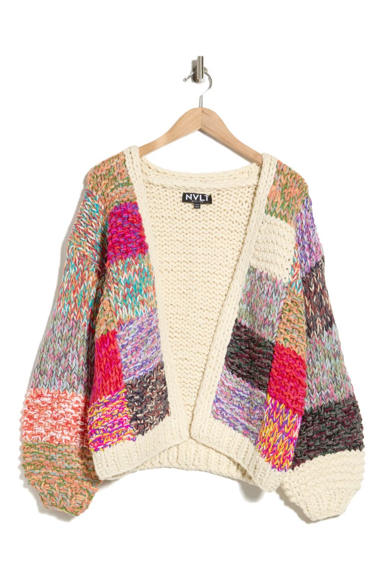 Patchwork Cardigan, Main, color, MARSHMALLOW MULTI
