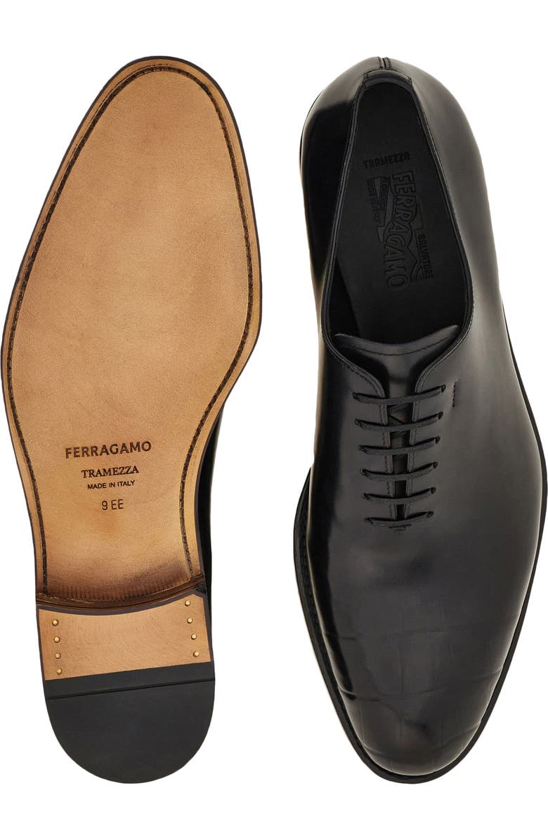 FERRAGAMO Angiolo Croc Embossed Wholecut Oxford, Alternate, color, Nero Nero Nero