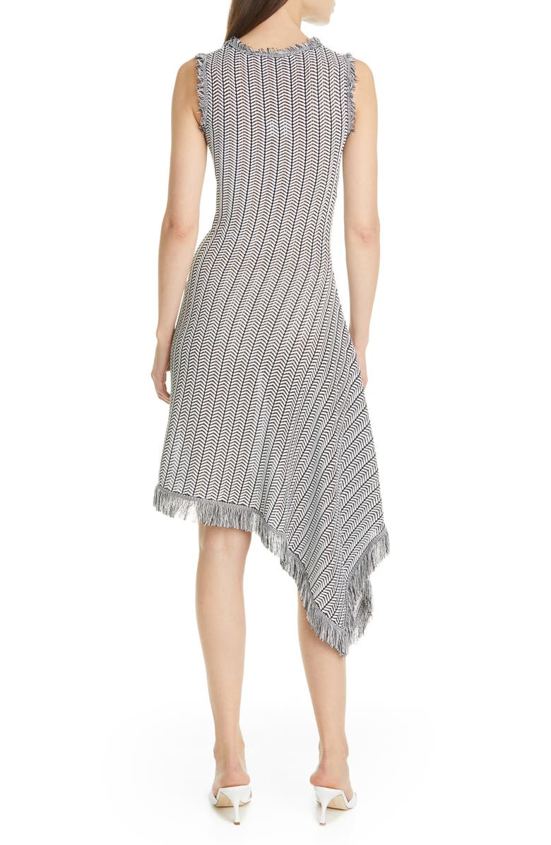 Oscar de la Renta Herringbone Knit Asymmetrical Dress, Alternate, color, 