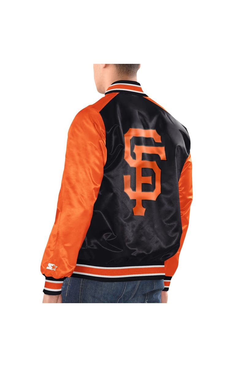 STARTER Men's Starter Black/Orange San Francisco Giants Varsity Satin Full-Snap Jacket, Alternate, color,